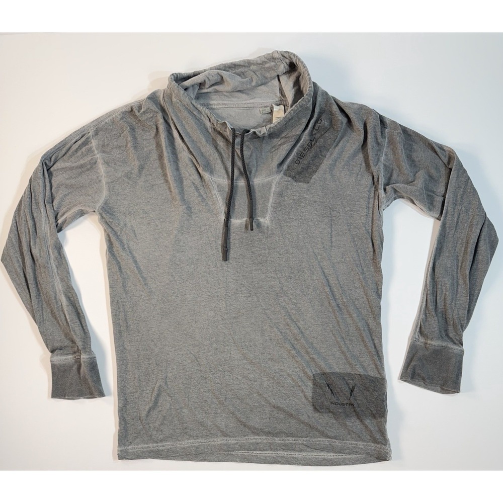Diesel Men's Long Sleeve Hooded Tee in Gray